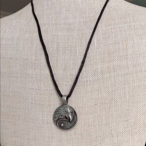 🟡Eagle Pendant Necklace W/ Black Cord Vintage & Handcrafted